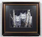 Вышивка «Волки» 26,7х33,0 (рамка 40,7х47,0)
(рамка деревянная, стекло антибликовое, оргалит, установка,
паспарту, вырез окна в паспарту, натяжка)
