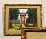 Вышивка гладью «Вьетнамский храм» 18,8х30,2
(рамка, стекло антиблик, задник, установка, натяжка, слип к раме)
