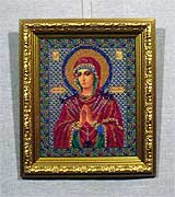 Вышивка икона бисером «Умягчение злых сердец» 22,7х27,1
(рамка пластиковая со слипом, стекло стандартное, оргалит, установка в раму, натяжка)
