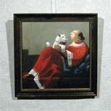 х/м «Женщина с котом» 31,0х30,7
(рамка деревянная, установка в раму, паспарту, подрамник, натяжка на подрамник)
