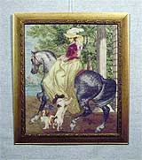 Вышивка «Конная прогулка» 43,5х37
(рамка пластиковая, стекло антибликовое, оргалит, установка в раму, натяжка)
