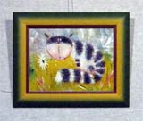 Масло на оргалите «Кот» 25,3х29,3
(рамка деревянная, деревянный слип к раме, установка в раму)
