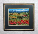 Вышивка «Маковое поле» 28,5х35,0
(рамка деревянная, стекло антибликовое, оргалит, установка работы в раму, двойное паспарту, двойной вырез окна в паспарту, приклейка на спрэй)
