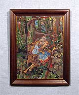 Вышивка «Иван-царевич и волк» 47,0х35,0
(рамка деревянная, стекло антибликовое, оргалит, установка работы в раму, натяжка вышивки)
