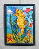 Рисунок «Морской конек» 41,5х29,6
(рамка деревянная, стекло антибликовое, оргалит, установка работы в раму)
