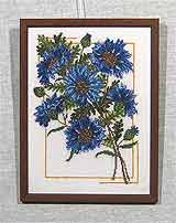 Вышивка «Васильки» 28,0х20,7
(рамка деревянная, стекло антибликовое, оргалит, установка работы в раму, натяжка вышивки)
