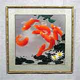 Вышивка гладью «Рыбки» 43,5х43,5
(рамка деревянная, стекло стандартное, задник, установка работы в раму, приклейка на спрэй)
