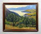 Масло на оргалите «Озеро» 37,5х49,2
(рамка деревянная, задник, установка в раму)
