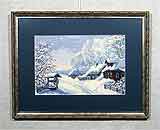 Вышивка «Зимний пейзаж» 25,2х39,7
(рамка деревянная, стекло антибликовое, задник, установка работы в раму, паспарту, вырез окна в паспарту, натяжка вышивки)

