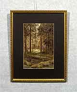 Вышивка «Лес» 24,5х16,3
(рамка деревянная, стекло антибликовое, задник, установка работы в раму, паспарту, вырез окна в паспарту, натяжка вышивки)
