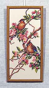 Вышивка «Птицы» 37,5х17,0
(рамка деревянная, стекло антибликовое, задник, установка работы в раму, натяжка вышивки)
